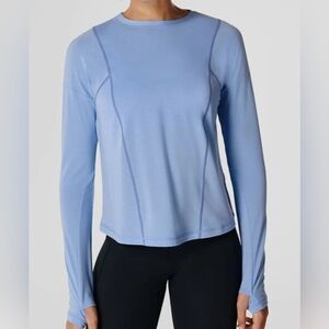 Sweaty Betty Haste Recycled Seamed Long-Sleeve Running Top Blue Small